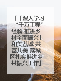 「深入学习“千万工程”经验 推进乡村全面振兴」和美荔城 共富共美 荔城区扎实推进乡村振兴工作