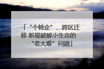 “个转企”、跨区迁移 新规破解小生意的“老大难”问题
