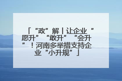 “政”解丨让企业“愿升”“敢升”“会升”！河南多举措支持企业“小升规”