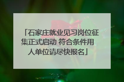石家庄就业见习岗位征集正式启动 符合条件用人单位请尽快报名