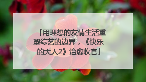 用理想的友情生活重塑综艺的边界，《快乐的大人2》治愈收官