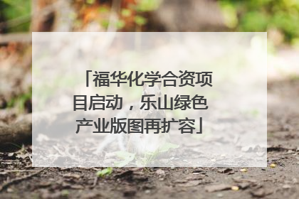 福华化学合资项目启动，乐山绿色产业版图再扩容