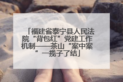福建省泰宁县人民法院“背包红”党建工作机制——茶山“案中案”一揽子了结