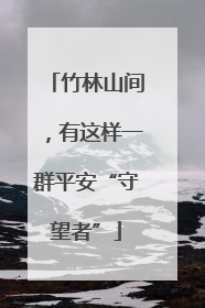 竹林山间，有这样一群平安“守望者”