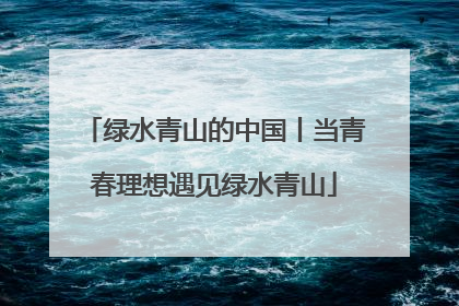 绿水青山的中国丨当青春理想遇见绿水青山
