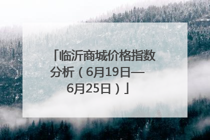 临沂商城价格指数分析（6月19日—6月25日）