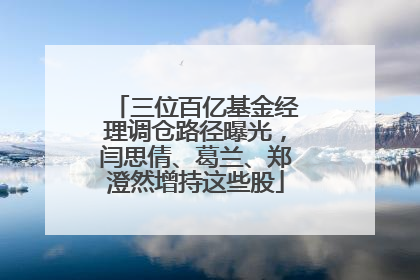 三位百亿基金经理调仓路径曝光，闫思倩、葛兰、郑澄然增持这些股