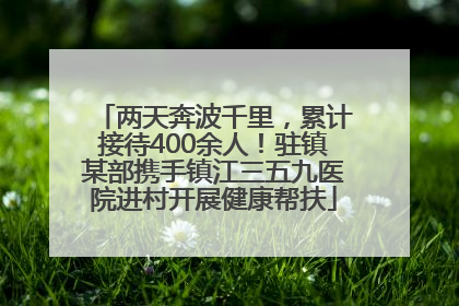 两天奔波千里，累计接待400余人！驻镇某部携手镇江三五九医院进村开展健康帮扶