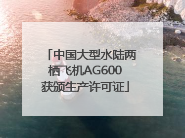 中国大型水陆两栖飞机AG600获颁生产许可证