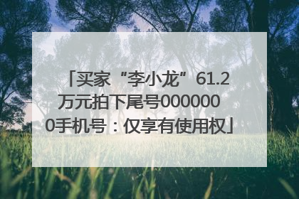 买家“李小龙”61.2万元拍下尾号0000000手机号：仅享有使用权