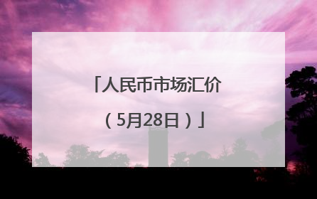 人民币市场汇价（5月28日）