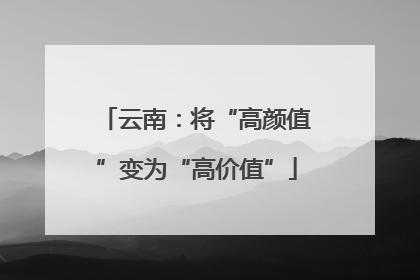云南：将“高颜值”变为“高价值”