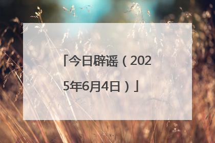 今日辟谣（2025年6月4日）
