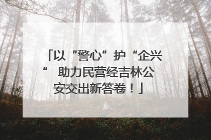 以“警心”护“企兴” 助力民营经吉林公安交出新答卷！