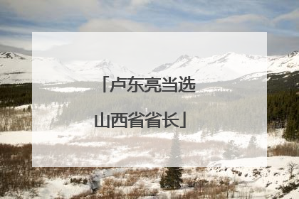 卢东亮当选山西省省长