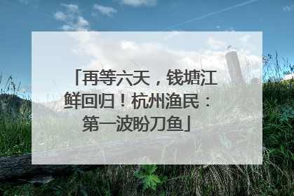 再等六天，钱塘江鲜回归！杭州渔民：第一波盼刀鱼