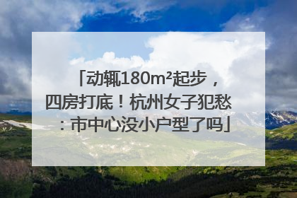 动辄180m²起步，四房打底！杭州女子犯愁：市中心没小户型了吗