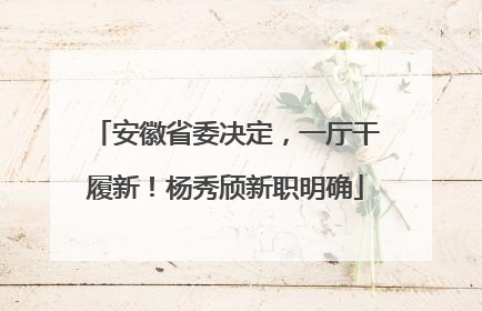 安徽省委决定，一厅干履新！杨秀颀新职明确