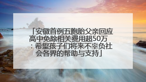 安徽首例五胞胎父亲回应高中免除相关费用超50万：希望孩子们将来不辜负社会各界的帮助与支持