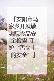 安阳市马家乡开展敬老院食品安全检查 守护“舌尖上的安全”