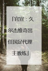 官宣：久尔杰维奇出任国足代理主教练