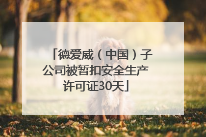 德爱威（中国）子公司被暂扣安全生产许可证30天