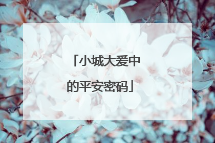 小城大爱中的平安密码