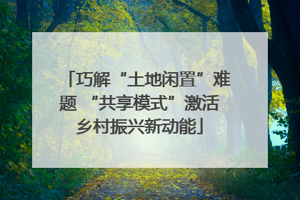 巧解“土地闲置”难题 “共享模式”激活乡村振兴新动能