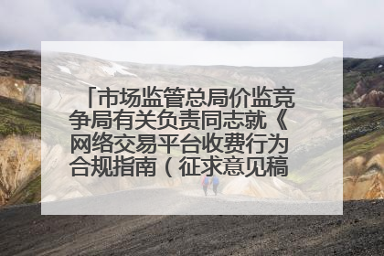 市场监管总局价监竞争局有关负责同志就《网络交易平台收费行为合规指南（征求意见稿）》答记者问