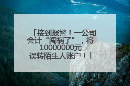 接到报警！一公司会计“闯祸了”，将10000000元误转陌生人账户！