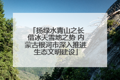 扬绿水青山之长 借冰天雪地之势 内蒙古根河市深入推进生态文明建设
