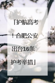 护航高考！合肥公安出台16条护考举措