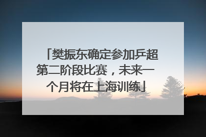 樊振东确定参加乒超第二阶段比赛，未来一个月将在上海训练