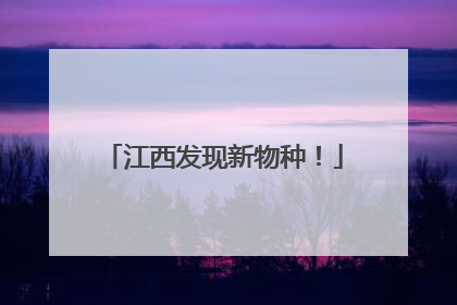 江西发现新物种！