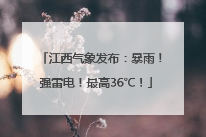 江西气象发布：暴雨！强雷电！最高36℃！