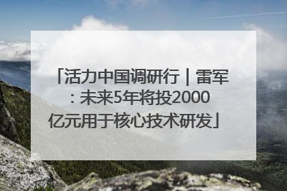 活力中国调研行｜雷军：未来5年将投2000亿元用于核心技术研发