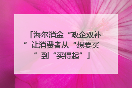 海尔消金“政企双补”让消费者从“想要买”到“买得起”