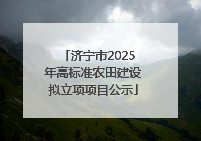 济宁市2025年高标准农田建设拟立项项目公示