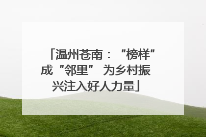 温州苍南：“榜样”成“邻里” 为乡村振兴注入好人力量