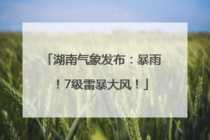 湖南气象发布：暴雨！7级雷暴大风！