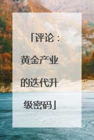 评论：黄金产业的迭代升级密码