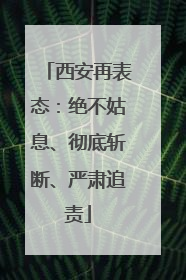 西安再表态：绝不姑息、彻底斩断、严肃追责
