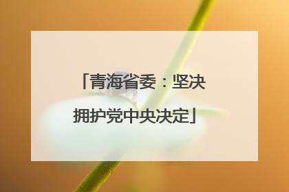 青海省委：坚决拥护党中央决定