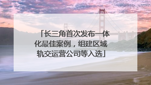 长三角首次发布一体化最佳案例，组建区域轨交运营公司等入选