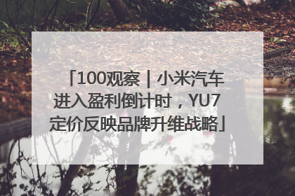 100观察｜小米汽车进入盈利倒计时，YU7定价反映品牌升维战略