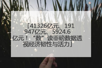 41326亿元、191947亿元、5924.6亿元！“数”读重磅数据透视经济韧性与活力