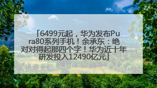 6499元起，华为发布Pura80系列手机！余承东：绝对对得起那四个字！华为近十年研发投入12490亿元