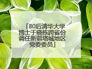 80后清华大学博士于晓栋跨省份调任新疆塔城地区党委委员